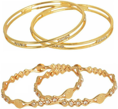 

HKJ Metal Bangle Set(Pack of 4), Gold