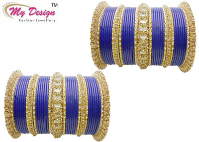 

My Design Lac Gold-plated Chudas(Pack of 74), Blue