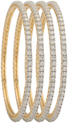 

Zeneme Alloy Cubic Zirconia Bangle Set(Pack of 4), Gold