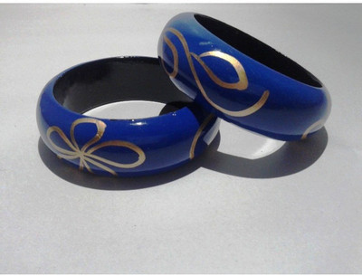 

Onlineshoppee Wood Bangle Set(Pack of 2), Blue