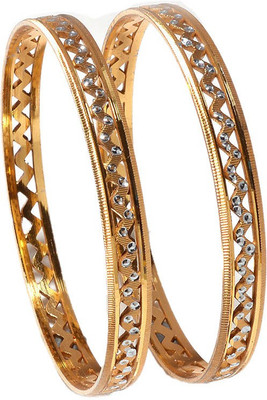 Jewar Mandi Alloy Cubic Zirconia Rhodium Bangle Set(Pack of 2)