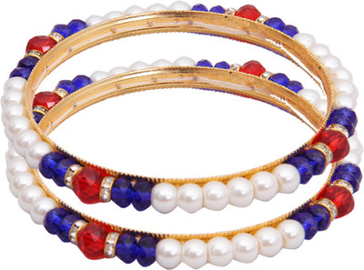 Classique Designer Jewellery Alloy Crystal Rhodium Bangle Set(Pack of 2)