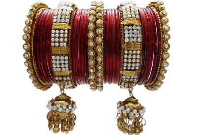 

My Design Alloy Gold-plated Bangle Set(Pack of 30), Maroon