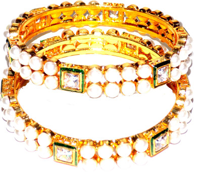 

Jewels Kafe Alloy Gold-plated Bangle Set(Pack of 2), White;gold