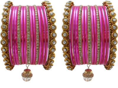 

My Design Alloy Gold-plated Bangle Set(Pack of 34), Pink
