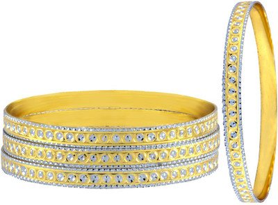 the jewelbox Brass Rhodium Bangle Set(Pack of 4)