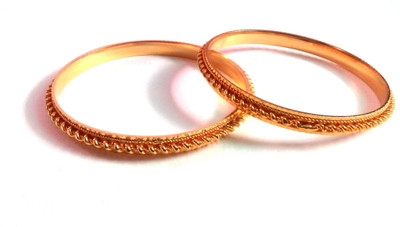 HKJ Metal Bangle Set(Pack of 2), Gold