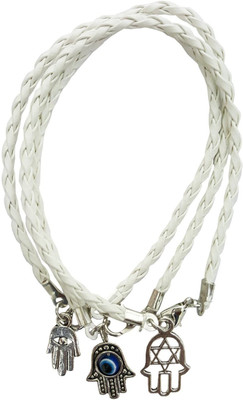 

Mehrunnisa Leather Bracelet(Pack of 3), White