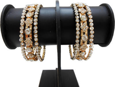 My Design Alloy Gold-plated Bangle Set(Pack of 6), White