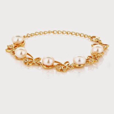 

Nisa Pearls & Jewellery Alloy Mother of Pearl Gold-plated Bracelet, White;gold