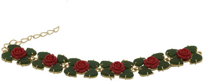 

Nisa Pearls Alloy Jade Bracelet, Red;green