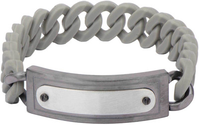 

Inox Jewelry Stainless Steel, Silicone Bracelet, Grey;silver