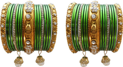 

My Design Alloy Gold-plated Bangle Set(Pack of 34), Green