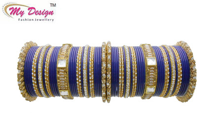 

My Design Lac Gold-plated Chudas(Pack of 66), Blue