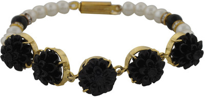 

Nisa Pearls Alloy Bracelet, Gold;black