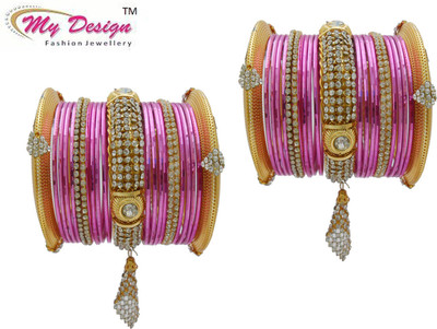 

My Design Alloy Gold-plated Chudas(Pack of 46), Pink