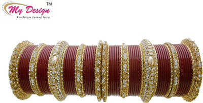 

My Design Lac Gold-plated Chudas(Pack of 74), Maroon