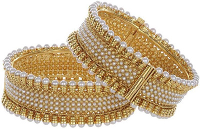 Penny Jewels Alloy Cubic Zirconia Brass Bangle Set(Pack of 2)