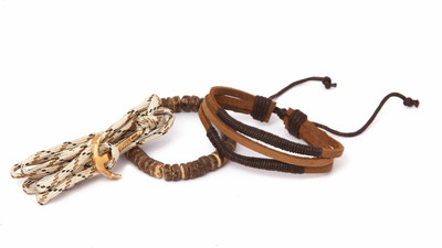 

Handluv Silk Dori, Leather Bracelet Set(Pack of 3), Multicolor
