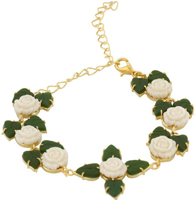 

Nisa Pearls Alloy Jade Bracelet, White;green