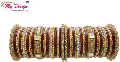 

My Design Lac Gold-plated Chudas(Pack of 66), Maroon