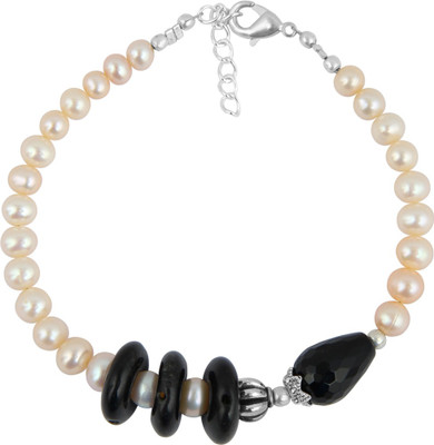 

Pearlz Ocean Alloy Pearl, Agate Bracelet, Orange;black