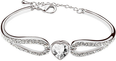 

Silver Shoppee Alloy Crystal Rhodium Bracelet, Silver;white