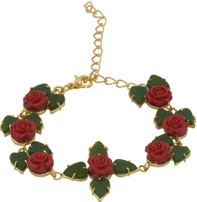 

Nisa Pearls Alloy Jade Bracelet, Red;green