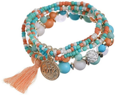 

WearYourFashion Plastic Beads Gold-plated Bracelet Set, Multicolor