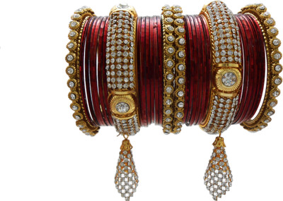 

My Design Alloy Gold-plated Bangle Set(Pack of 30), Maroon