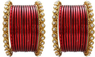 

My Design Alloy Gold-plated Chudas(Pack of 28), Maroon