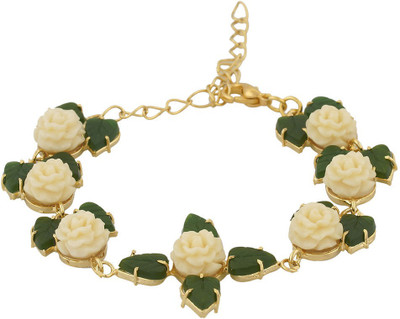 

Nisa Pearls Alloy Jade Bracelet, White;green