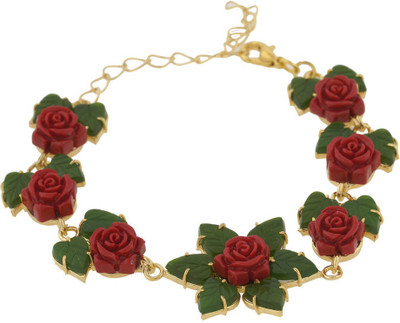 

Nisa Pearls Alloy Jade Bracelet, Red;green
