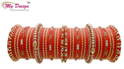 

My Design Lac Gold-plated Chudas(Pack of 66), Red