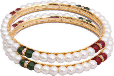 88% OFF on Classique Designer Jewellery Alloy Crystal Rhodium Bangle Set(Pack of 2)