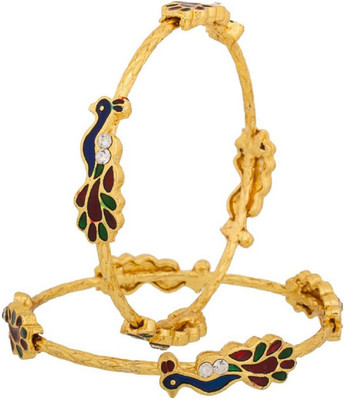 RENAISSANCE TRADERS Metal Cubic Zirconia Gold-plated Bangle Set(Pack of 2)