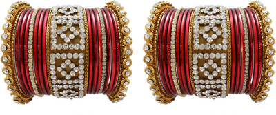 

My Design Alloy Gold-plated Chudas(Pack of 34), Maroon