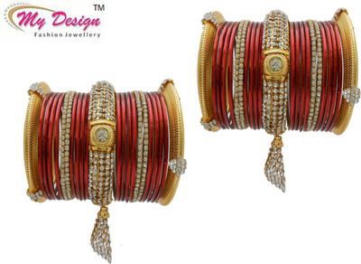 

My Design Alloy Gold-plated Chudas(Pack of 46), Red