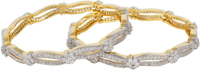 56% OFF on Affinity Silver, Alloy Cubic Zirconia Gold-plated Bangle Set(Pack of 2)