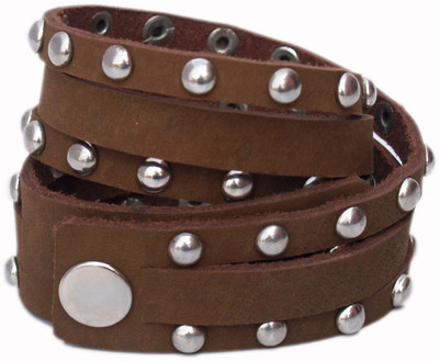 

VR Designers Leather, Metal Bracelet, Brown;silver