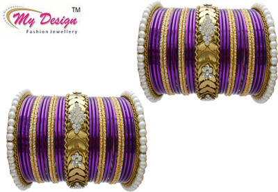 

My Design Alloy Gold-plated Bangle Set(Pack of 58), Multicolor