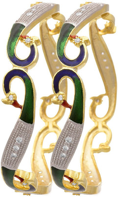 

Zeneme Alloy Cubic Zirconia Bangle Set(Pack of 2), Gold