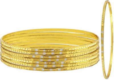 the jewelbox Brass Rhodium Bangle Set(Pack of 8)