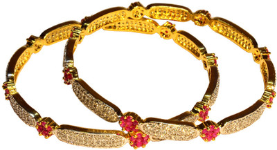 55% OFF on Affinity Alloy Cubic Zirconia Gold-plated Bangle Set(Pack of 2)