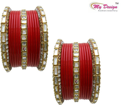 

My Design Lac Gold-plated Chudas(Pack of 26), Red