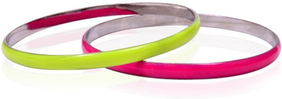 25% OFF on TRENDY BAUBLES Metal Enamel, Rhodium Bangle(Pack of 2)