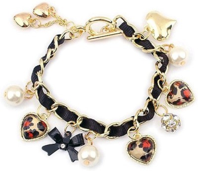 AMOUR Alloy Pearl, Crystal Charm Bracelet