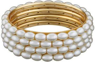 Nisa Pearls & Jewellery Alloy Pearl Bangle Set(Pack of 4)
