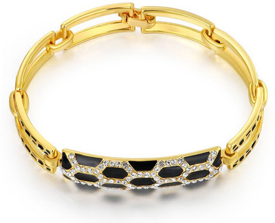 

Silver Shoppee Alloy Crystal Gold-plated Bracelet, Black;gold