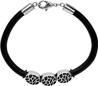 

Inox Jewelry Leather Bracelet, Black